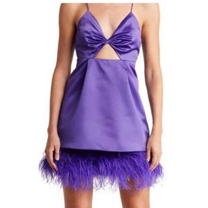 Alice + Olivia Necole Feather Trim Dress